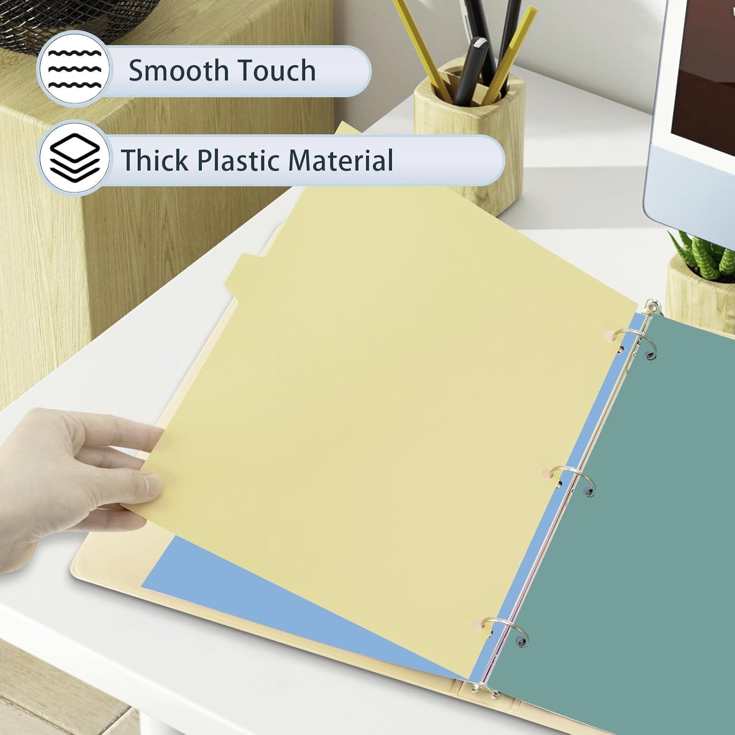 24Pcs/3 Sets Binder Dividers for 3 Ring Binder,8 Tab Binder Plastic Page dividers with Tab,8TAB Set,Multicolor