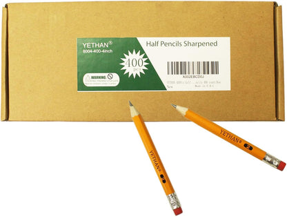 400Pcs Golf Pencils with Eraser Tops, Hexagon Wooden pencils, Pre Sharpened 2# HB Half Golf School Office 4" Mini 400 count/Box