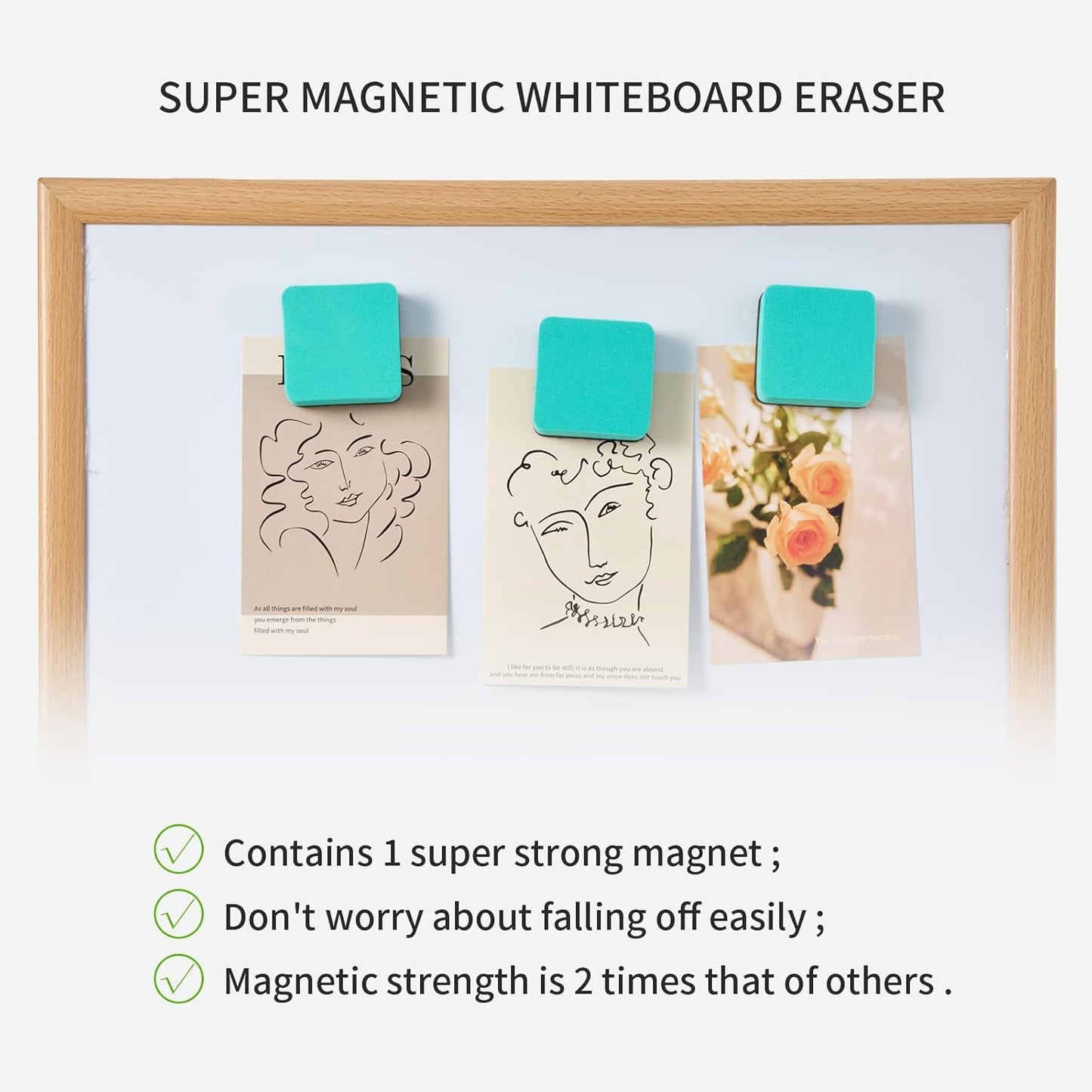 Favourde 48 Pack Magnetic Whiteboard Dry Erase Erasers Chalkboard Cleansers for Classroom, Home and Office (Blue)