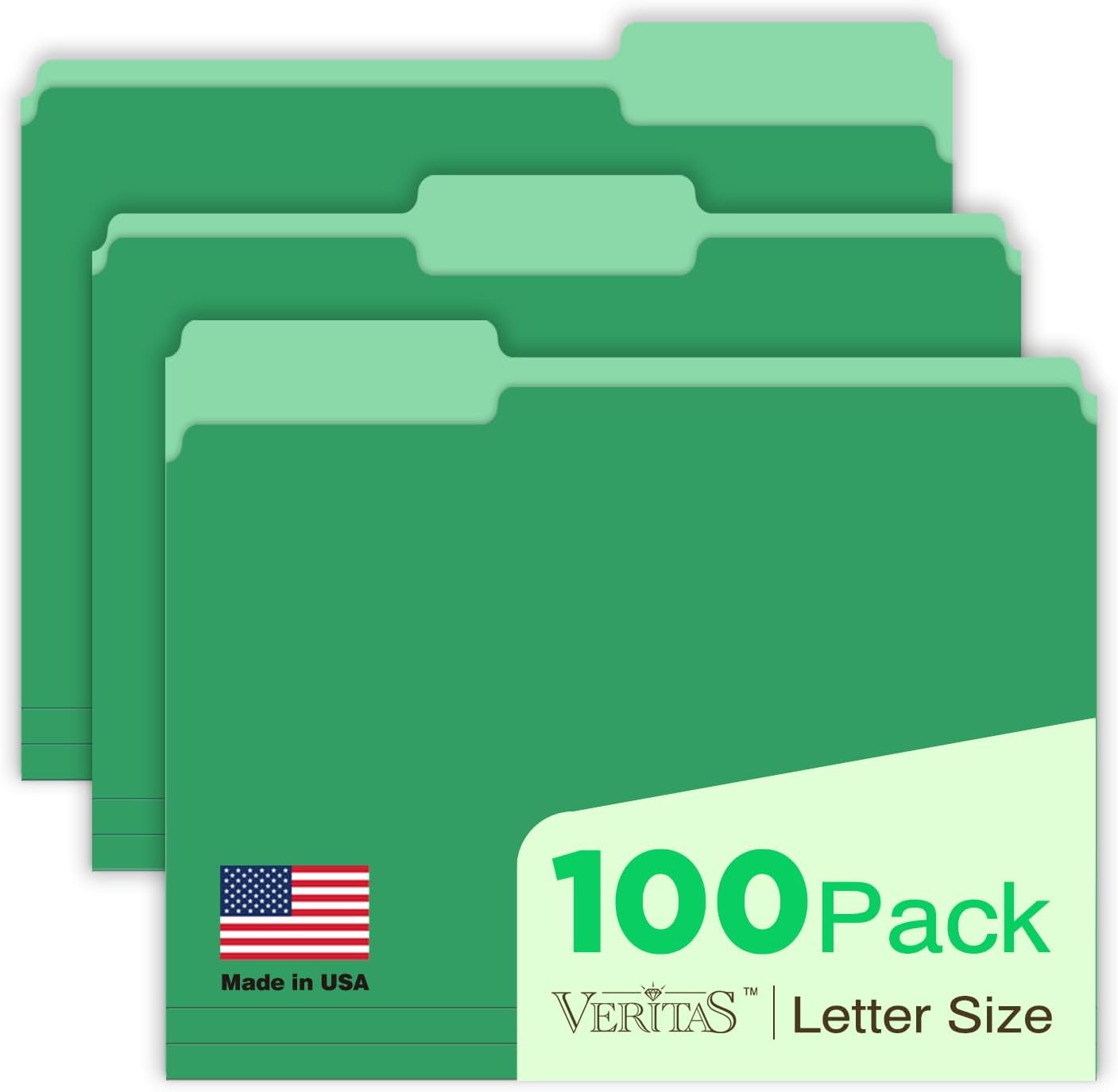Manilla Folders 8.5 x 11 File Folders Letter Size Manila Folder with 1/3 Cut Tab 100 Pack Paper Folders for Office, School, Home, Business Filing Supplies Made in USA