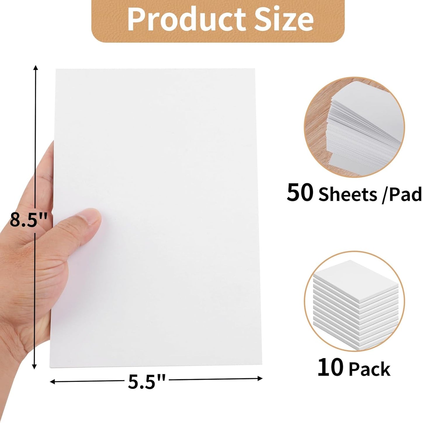 Hoiny Note Pads 5.5x8.5 In, 10 Pack Blank Server Notepad, 50 Sheets Per Scratch Memo Pads for Grocery Shopping To Do Lists, Small White Paper for Writing Quick Notes Work Home Office