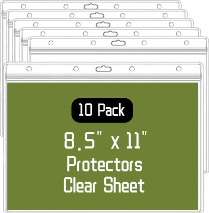 10 Pack Sheet Protectors，8.5" x 11" Waterproof Resealable Zip Wall Sign Holder Page Protectors Clear Photo Plastic Sleeves, Duty Work Pocket Hanging Sheet Protectors (Horizontal, 10 Pack)