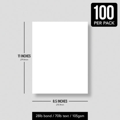 Bright White Paper - Multipurpose Office Print Writing Copy - Flyers, Posters, Design Proposals, Business Documents | 8.5 x 11 | 70lb Text (28lb Bond) | Acid Free Paper | 100 Sheets per Pack