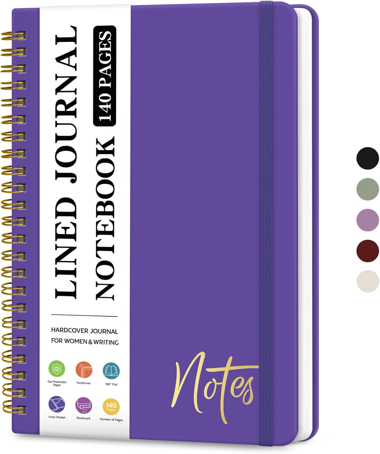 ZOTIA Lined Spiral Journal Notebook for Women, A5 College Ruled Journals for Writing, Hardcover Notebooks for Work, Note taking and Office School Supplies,140 Pages - Yellow