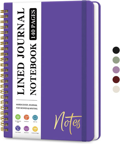 ZOTIA Lined Spiral Journal Notebook for Women, A5 College Ruled Journals for Writing, Hardcover Notebooks for Work, Note taking and Office School Supplies,140 Pages - Yellow