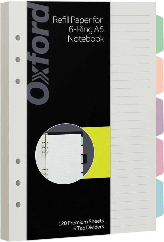 Oxford 6-Ring Professional Notebook, 7 x 9 Inch, Refillable Notebook, Writing Journal, Ivory Paper, 100 Sheets, Blush Pink Faux Leather Cover (90005)