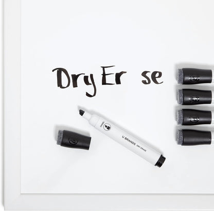 U Brands Fine Tip Dry Erase Markers with Eraser, Whiteboard Markers with Chisel tip, Low Odor, Black, Set of 5