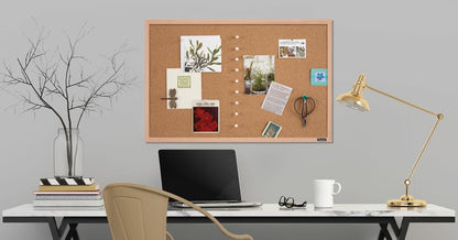 Quartet Cork Bulletin Board, Framed Corkboard, 2' x 3', Black Frame, Message Board, Vision Board (MWDB2436-BK)