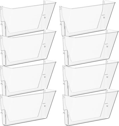 Gawerk Clear Acrylic Single Pocket, Plastic Hanging Wall Mount File Holder for Office Home (Clear, 3 Pack)