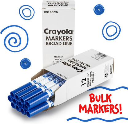 Crayola Washable Markers for Kids - Black (12ct), Bulk Broad Line Markers for School, Classroom Essentials, Teacher Classroom Must Haves for Elementary School