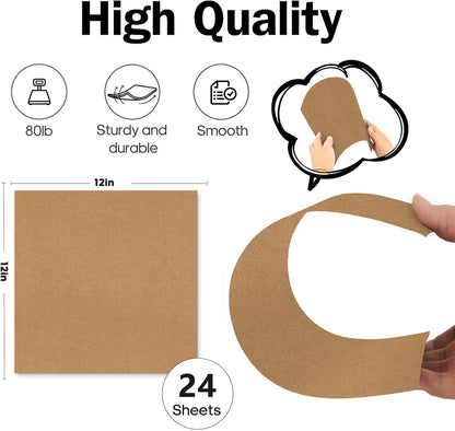 White Cardstock 12x12-24 Sheets Cardstock Paper, Goefun 80lb White Card Stock Paper for Card Making, Cricut, Crafting, Scrapbook, Photo Albums