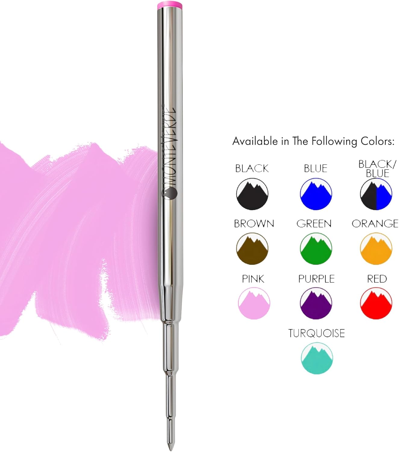 Monteverde USA Capless Ceramic Gel Refills to Fit Montblanc Ballpoint Pens, Fine Point Black Ink, Converts to Capless Rollerball, 2-Pack (M132BK)