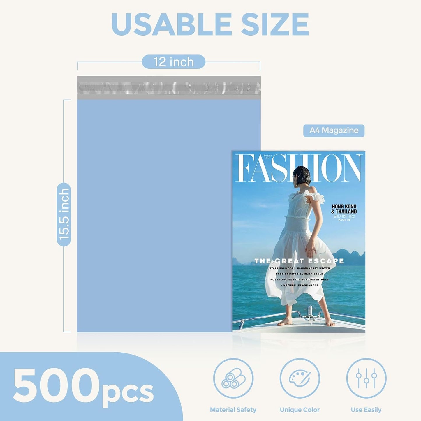 Metronic Poly Mailers 10x13 300 Pcs, Small Shipping Bags for Clothes, Shipping Envelopes for Small Business, Strong Adhensive Mailing Bags, Haze Blue