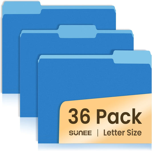SUNEE File Folders, 30 Pack Manilla Folders 8.5 x 11, Colored File Folders Home Office School Supplies for Documents Files Paper,6 Pastel Colors
