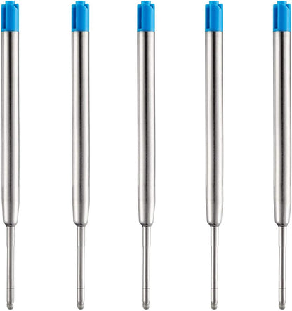 DunBong Pen Refills, Black Ink Refill Pack of 5, Replaceable Ballpoint Pen Refills, Medium Point Metal Refill (Black)