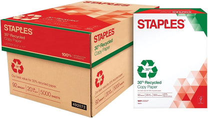 Staples 30% Recycled 11x17 Paper 20 lbs 92 Bright 500/Ream, For Office, School & Home