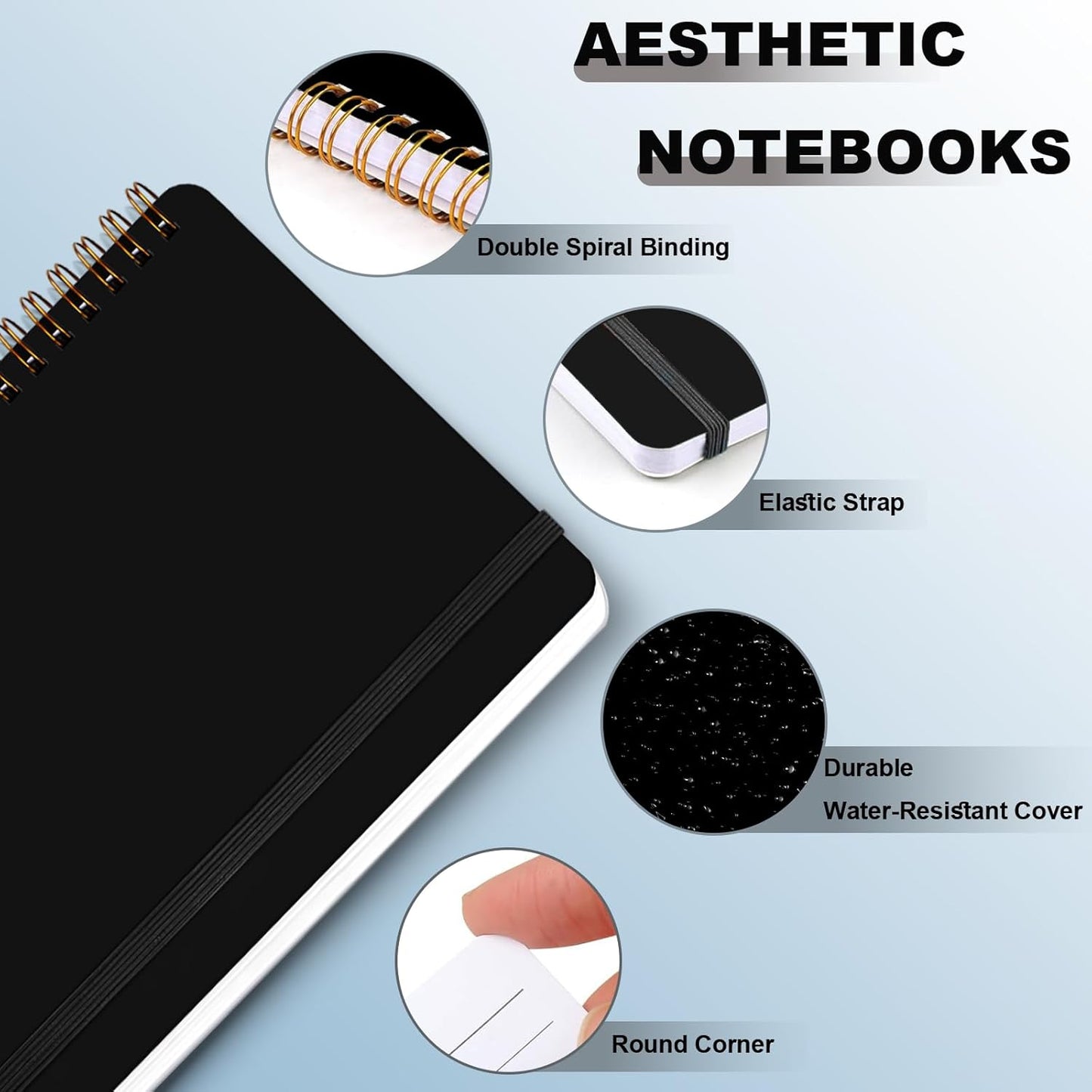 4 PCS Small Spiral Notebook 5x7, Spiral Journal Notebook, Notebooks for Work, Note Taking, School, Small Notebooks 5x7 with Strap, Cute Notebooks for Women 50 Sheets