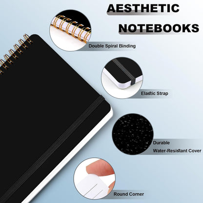 4 PCS Small Spiral Notebook 5x7, Spiral Journal Notebook, Notebooks for Work, Note Taking, School, Small Notebooks 5x7 with Strap, Cute Notebooks for Women 50 Sheets