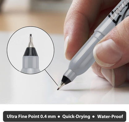 LAZGOL Permanent Markers Bulk, Ultra Fine Point, 60 Pack Black 0.4 mm Permanent Marker set, Felt Tip Pens Works on Plastic, Wood, Stone, Metal and Glass for Doodling, Marking
