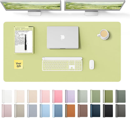 YSAGi Leather Desk Pad Protector, Office Desk Mat, Large Mouse Pad, Non-Slip PU Leather Desk Blotter, Waterproof Laptop Desk Writing Pad for Office and Home (23.6" x 13.8", Eggshell) - Colors A