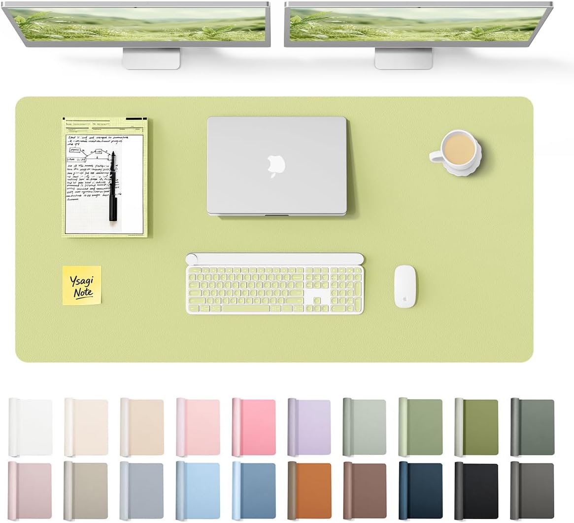 YSAGi Leather Desk Pad Protector, Large Mouse Pad, Non-Slip PU Leather Desk Blotter, Waterproof Writing Pad for Office and Home (31.5" x 15.8", Eggshell) - Colors A