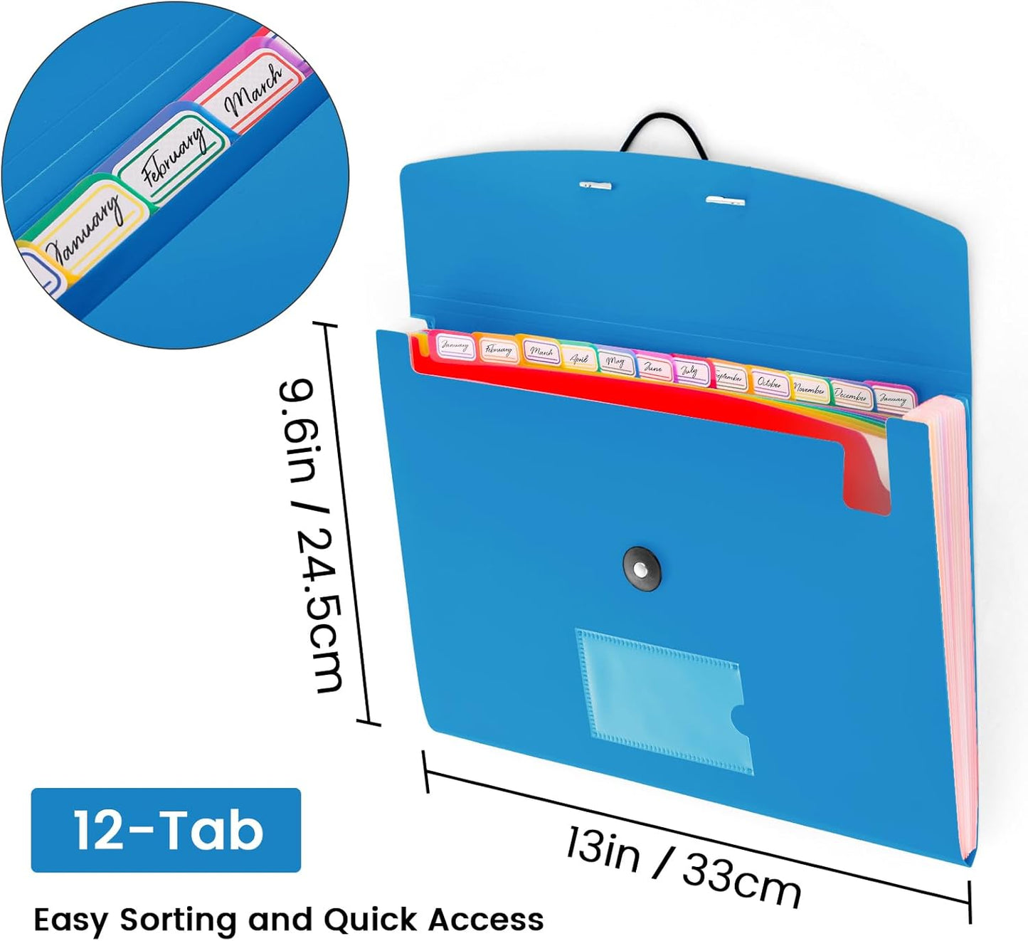 3 Pack 7 Pocket Accordian File Organizer, Expanding File Folder with Labels, Plastic Expandable File Folder for Documents Letter Size A4 Papers
