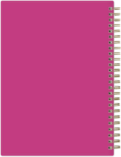 Blue Sky Good Vibes Notebook, 160 Lined And Perforated Pages, 5.75" x 8.5", Gold Durable Twin Wire Binding, Flexible Glitter Shaker Cover, Party Dots Pink