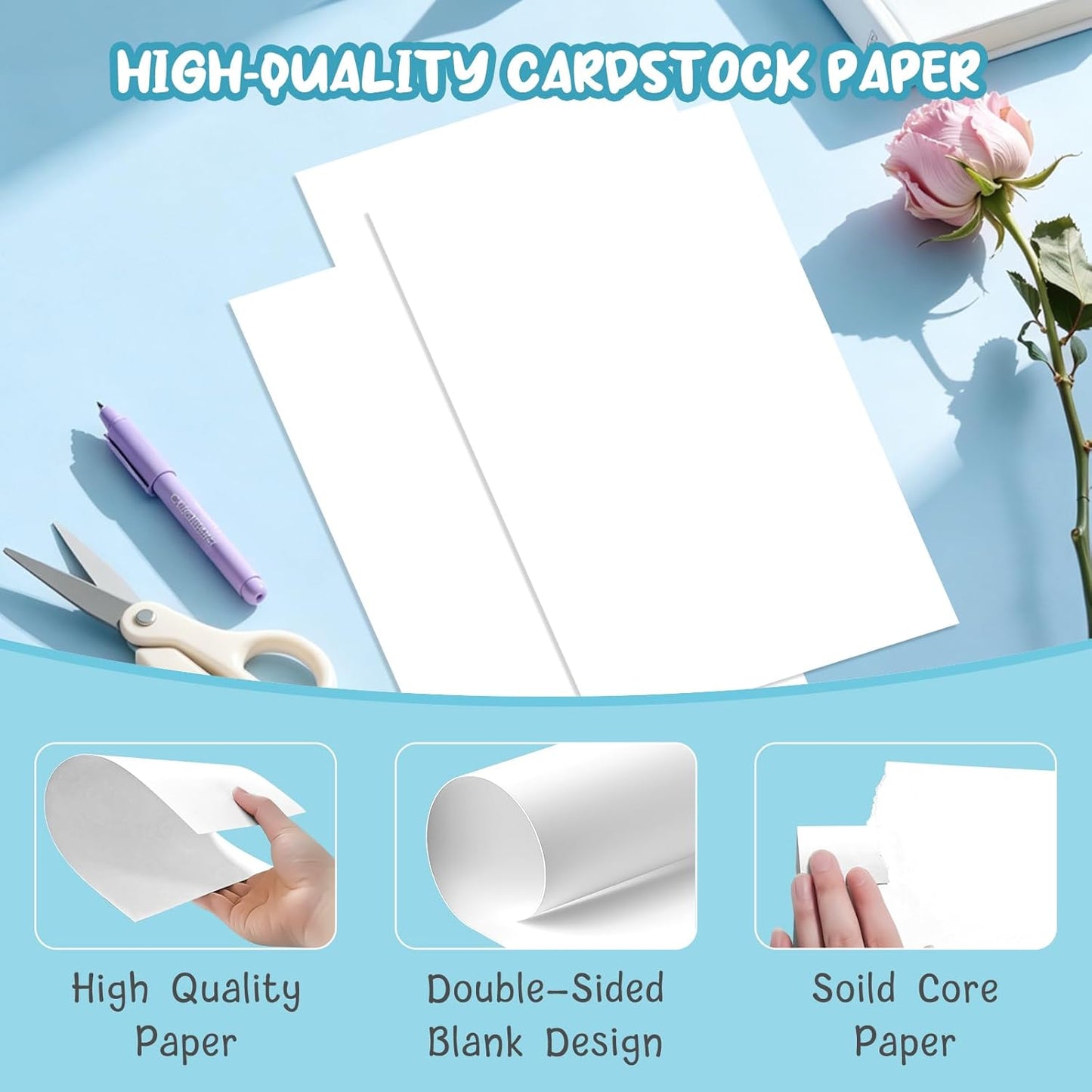 40 Sheets Cream Cardstock Paper 8.5 x 11, Ivory Cardstock Printer Paper 8.5x11, Off White Card Stock Paper 8.5 x 11, 200 GSM Construction Paper for DIY Cards, Greeting Cards, Wedding Invitations