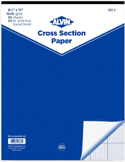 ALVIN Cross Section Graph Paper Pad 8.5" x 11" Model 1422-5 Versatile Drafting and Architecture Paper Acid-Free 10 x 10 Inches Grid - 50-Sheet, 8.5 x 11 Inches