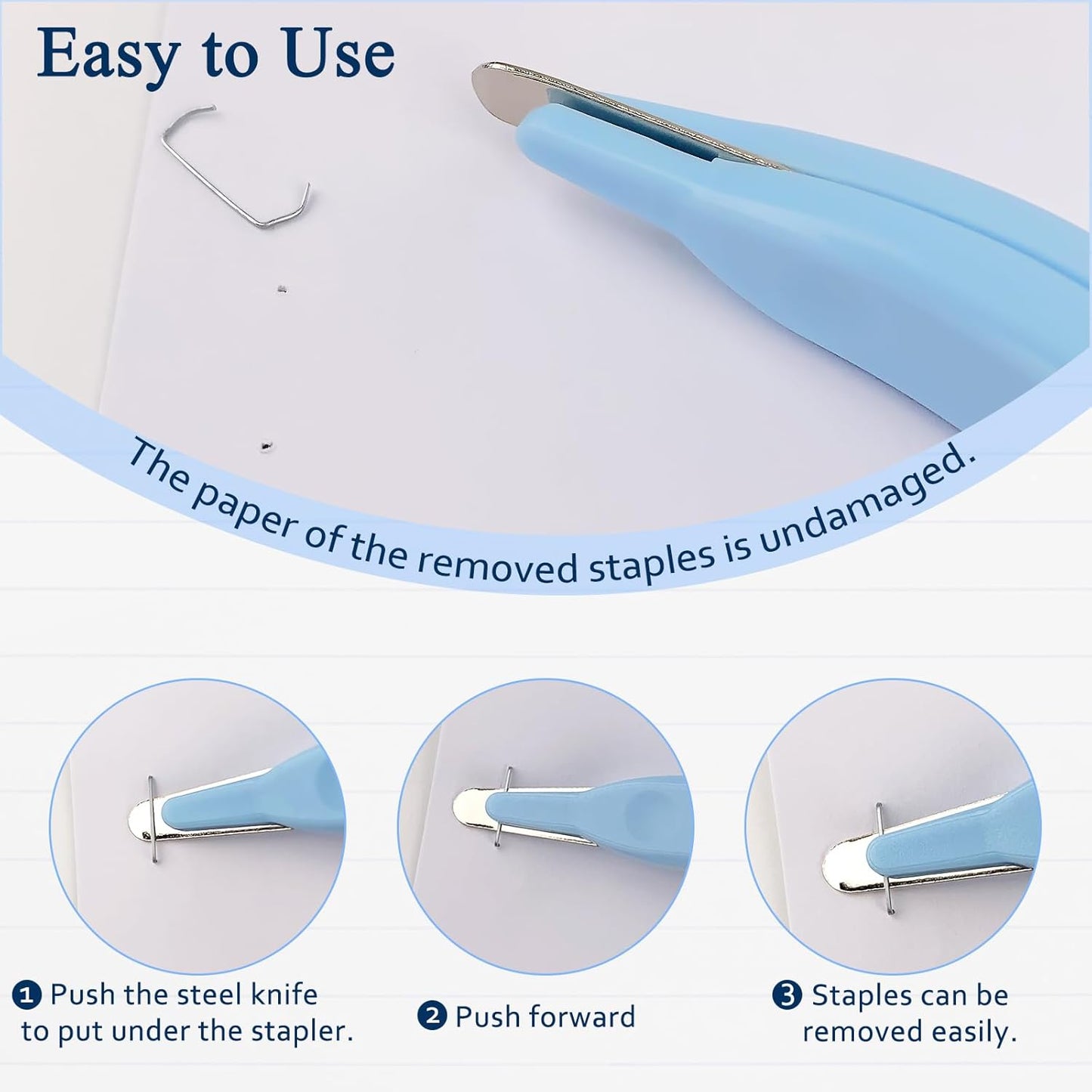 Professional Staple Remover Tool, Magnetic Tip Design Facilitates Collection of Staples, Staple Remover Stick for Home, School, and Office, Purple