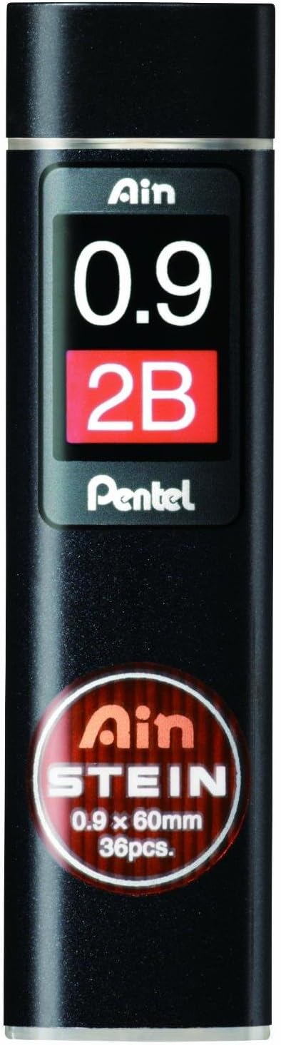 Pentel Ain Stein Mechanical Pencil Lead, 0.9mm B, 36 Leads (C279-B)