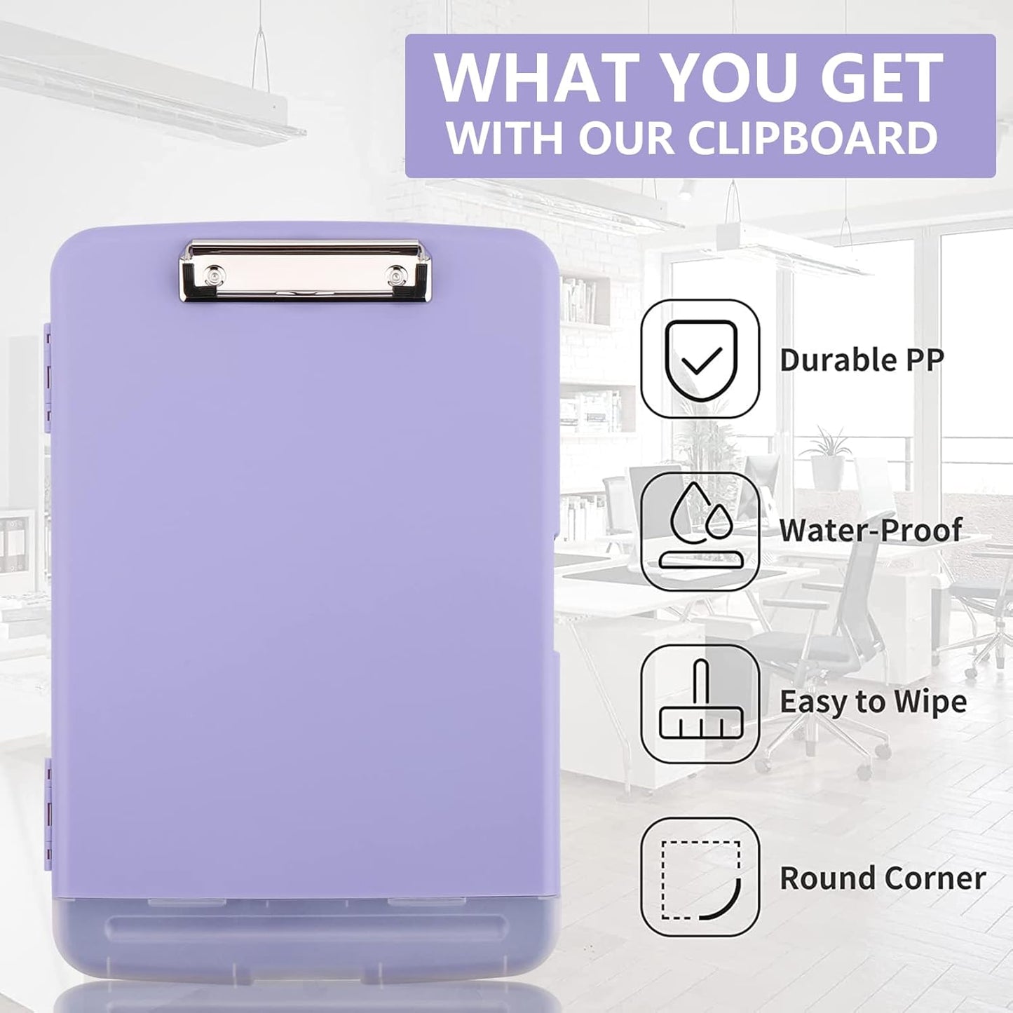 SFLHHDM Purple Clipboard, Clip Boards 8.5x11, Teacher Clipboards with Storage, Plastic Clipboard with Pen Holder, Clipboards Storage for Women Teachers Work, School & Office Supplies