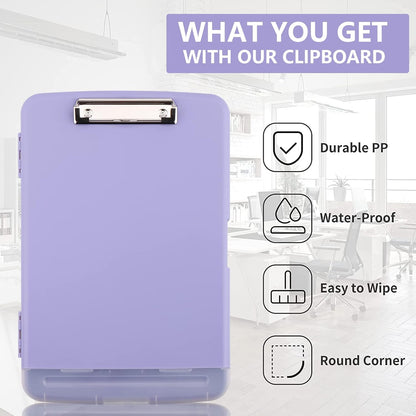 SFLHHDM Purple Clipboard, Clip Boards 8.5x11, Teacher Clipboards with Storage, Plastic Clipboard with Pen Holder, Clipboards Storage for Women Teachers Work, School & Office Supplies