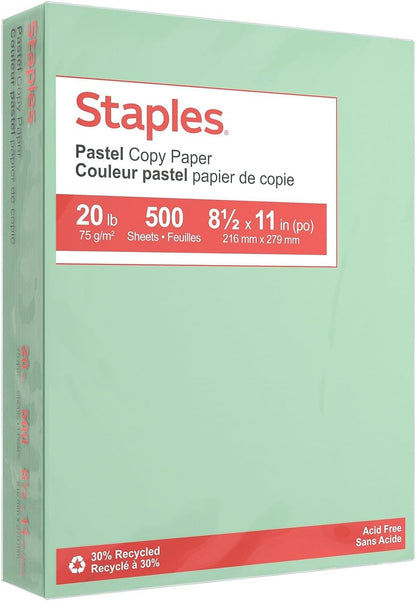 Staples Pastel Colored Copy Paper 8 1/2-Inch x 11-Inch Pink 500/Ream, For Office, School & Home