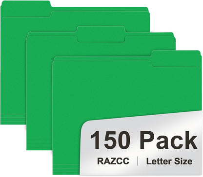File Folder, RAZCC 150 Pack 1/3 Cut Tab File Folders Letter Size, Manila Folders, Folders with Tab, Great for Organizing and Easy File Storage