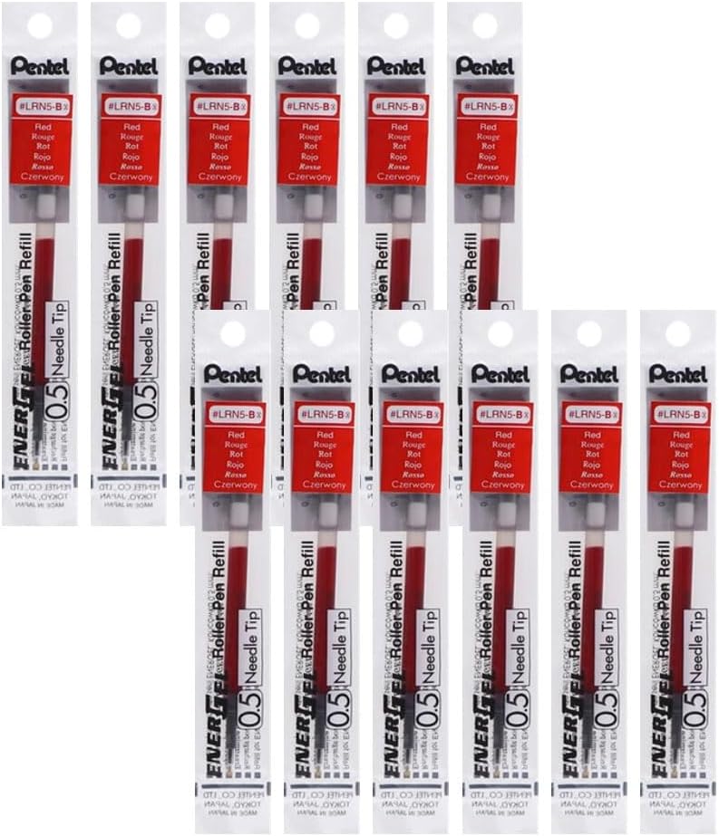 Pentel Refill Ink for EnerGel Liquid Gel Pen, (0.5mm), Fine Line, Blue Ink, Box of 12 (LRN5-C)