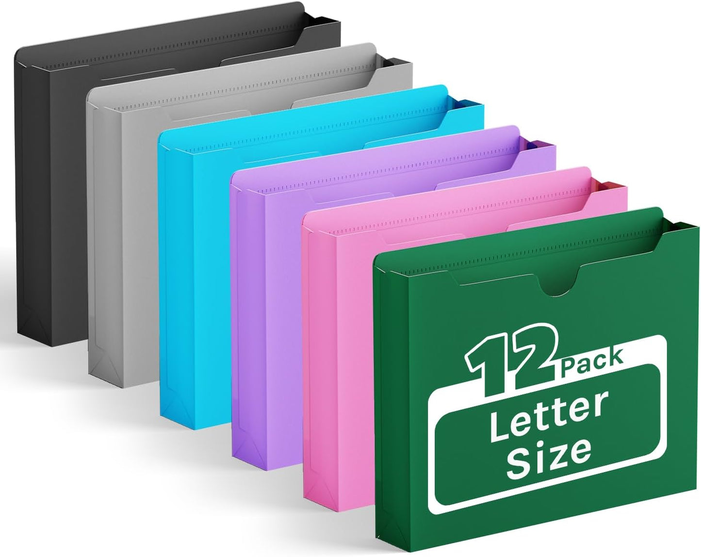 Ansook Poly 3.5”Expandable File Pockets,6 Pack Extra Capacity File Pockets Folders,Letter Size File Pockets,Heavy Duty File Pocket with Straight-Cut Tab,Holds 8.5" x 11" documents & Manila Folder