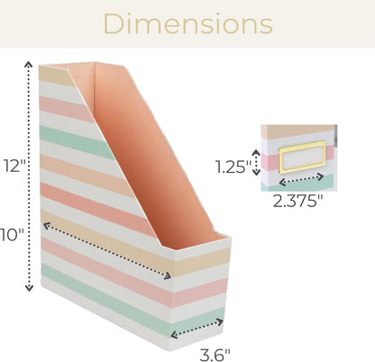 BLU MONACO | Cardboard Magazine File Holder Set of 4 | Vertical Magazine File Holder for Desk and Shelves | Standing File Holder for Classroom School Paper Storage
