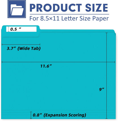 File Folder, PANDRI 220 Pack File Folder, 1/3 Cut Tab, Letter Size, Filing Folder for Office School Business, Manila