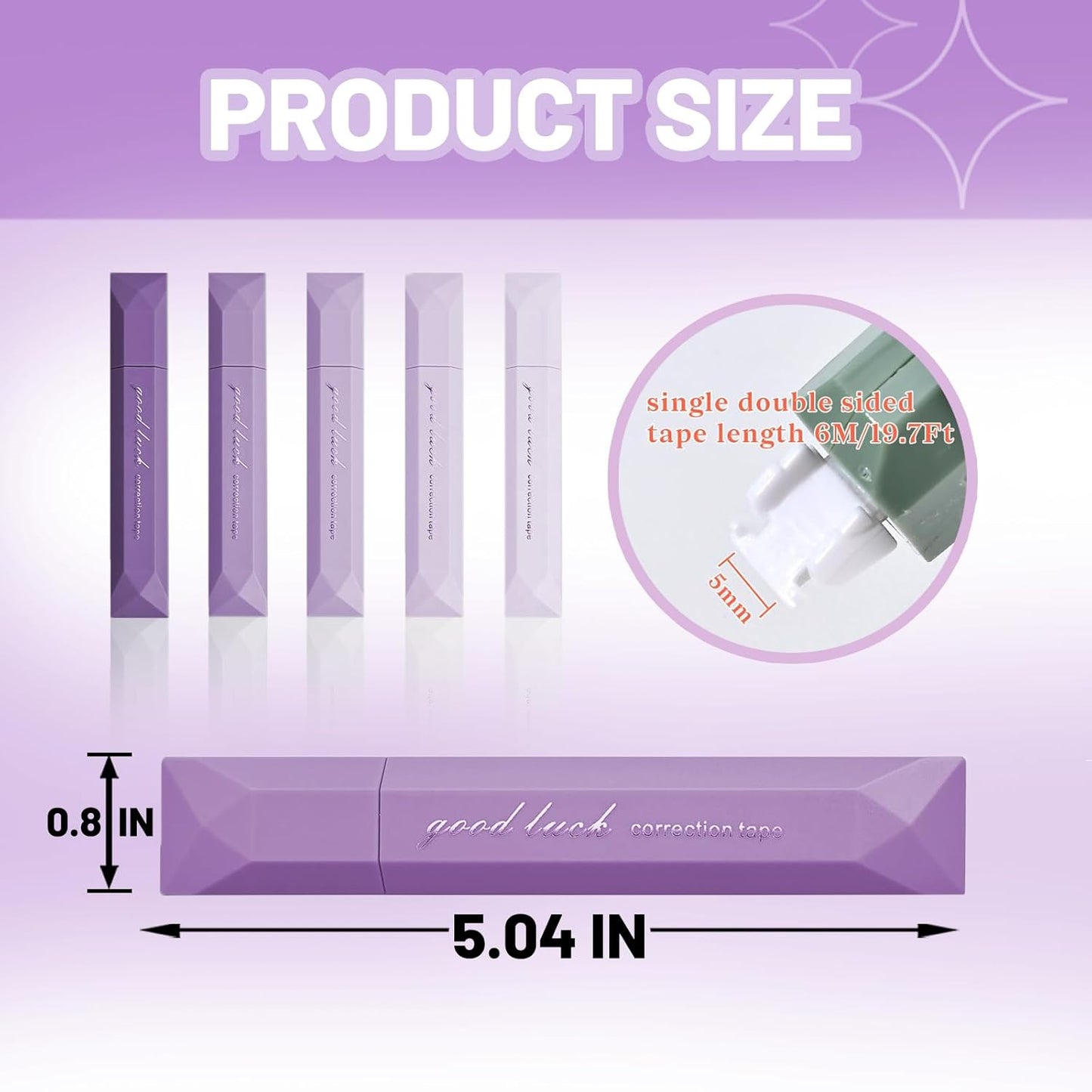 5Pcs Mini White Out Correction Tape, Portable White Out Tape for School Office Students Writing Supplies (Purple)