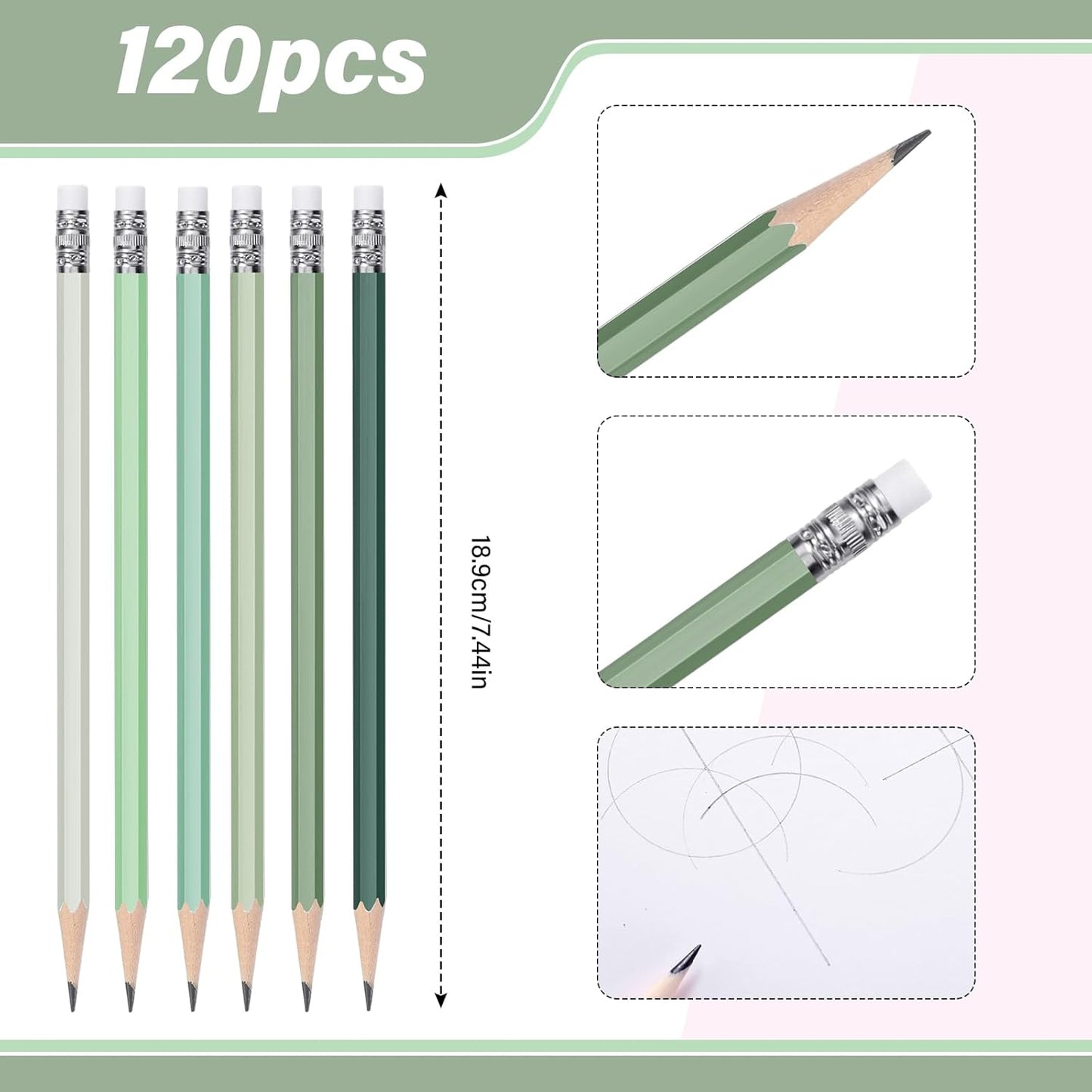 TecUnite 120 Pcs #2 HB Pencils with Eraser No 2 Unsharpened Wooden Hexagonal Pencils for Adults Gifts for School Exam art Learning Office Sketching(Rainbow Colors)