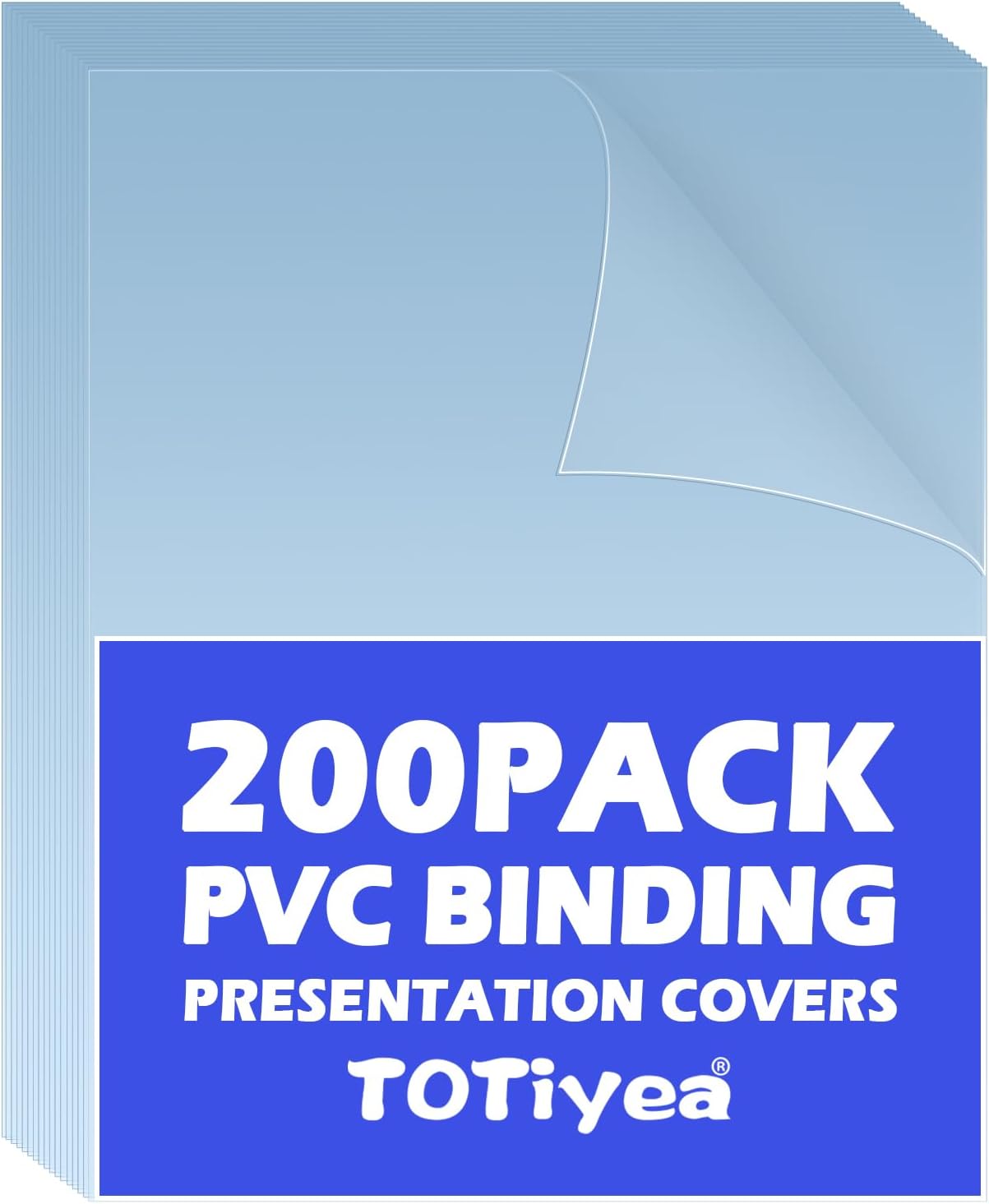 TOTiyea 200 Pack 5 Mil PVC Binding Presentation Covers, Clear Report Covers for Binding,8.5x11 Inches,Letter Size