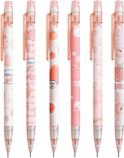 MOZXIRZ 4 Pcs Cute Mechanical Pencils with Top Eraser 0.5mm Cartoon Space Mechanical Pencil School Pencil for Women (6pcs Space)