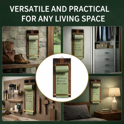 Retro Wall Mounted Memo Board with 1 Natural Dark Green Roll – Rustic Clipboard Notepad, Tearable Writing Pad for Notes, Menu, Kitchen, Café and Home Office Decoration