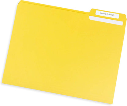 File Folder, 1/3 Cut Tab, Letter Size, Yellow, Great for Organizing and Easy File Storage, 100 Per Box