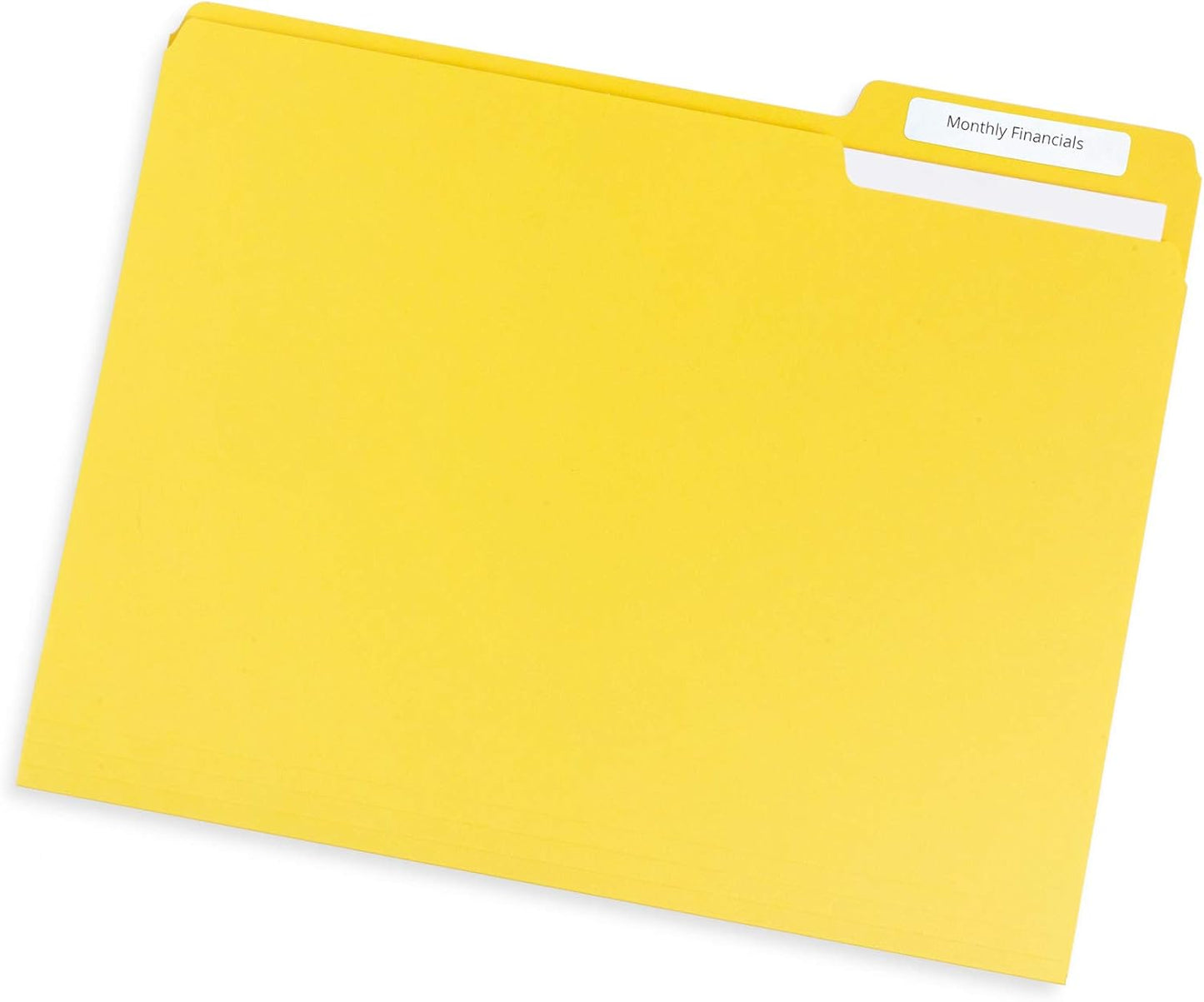 File Folder, 1/3 Cut Tab, Letter Size, Yellow, Great for Organizing and Easy File Storage, 100 Per Box