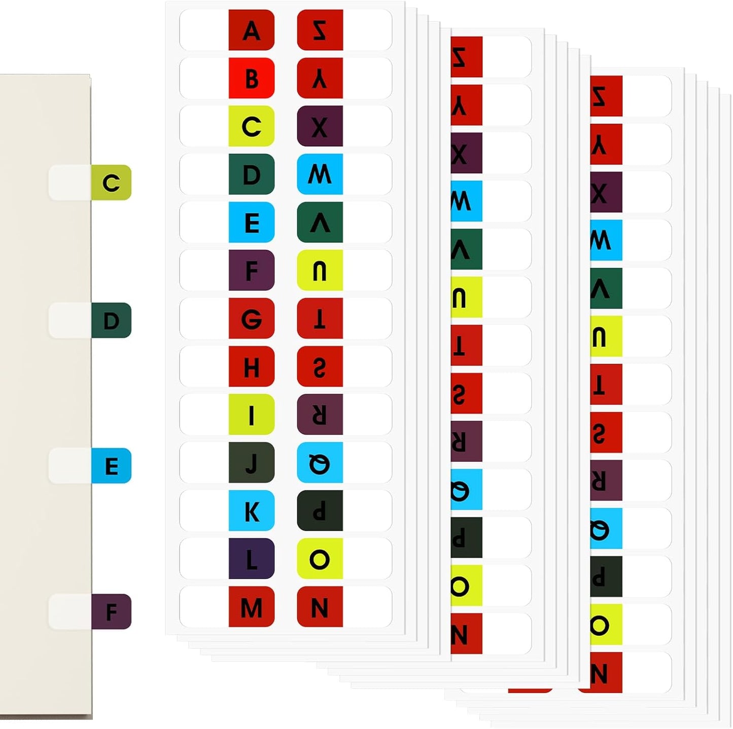 390 Pcs A-Z Sticky Alphabet Tabs, Colorful Stick On Notebook Tab, Self Adhesive Book Tabs for Annotating Books, Letter Index Tab for Notebook Textbook Dictionary Filing