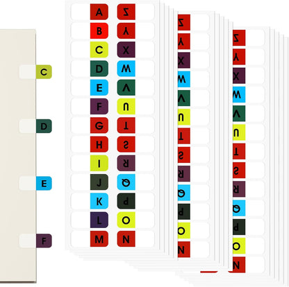 390 Pcs A-Z Sticky Alphabet Tabs, Colorful Stick On Notebook Tab, Self Adhesive Book Tabs for Annotating Books, Letter Index Tab for Notebook Textbook Dictionary Filing