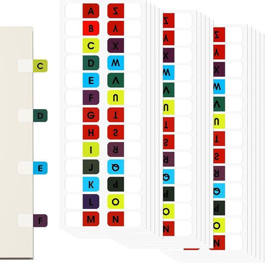 390 Pcs A-Z Sticky Alphabet Tabs, Colorful Stick On Notebook Tab, Self Adhesive Book Tabs for Annotating Books, Letter Index Tab for Notebook Textbook Dictionary Filing