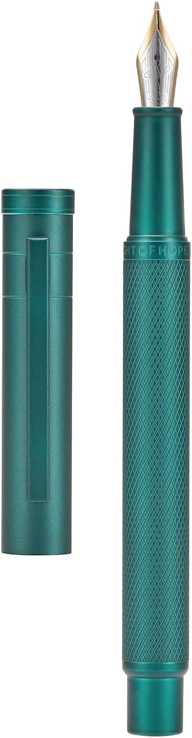 Hongdian Matte Black Forest Rollerball Pen with Schmidt Black Ink Refill, Classic Design with Metal Case for Business Signature